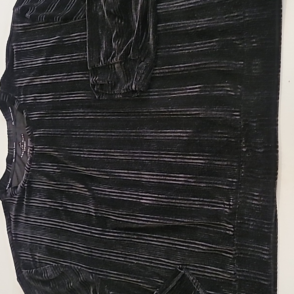 Andrew Marc Sport Velour Stripe Short Top Black XL - Picture 7 of 11